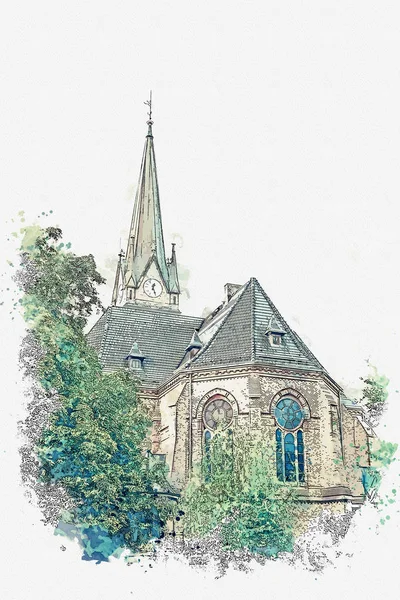 Illustration of a church in Leipzig in Germany. — Stock Photo, Image