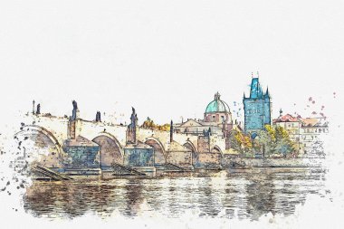 resimde. Prag'da geleneksel antik mimari.