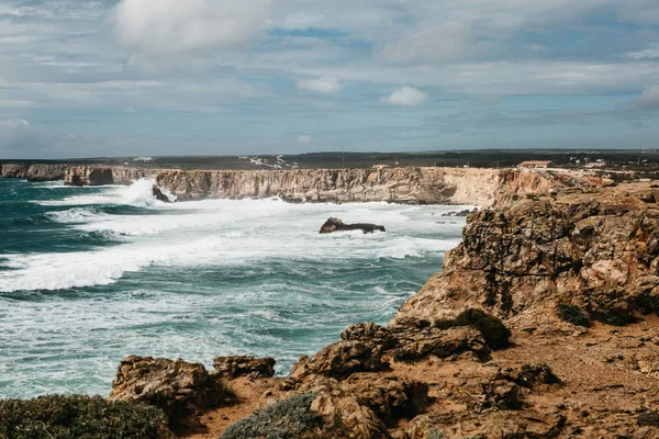 Hermosa Vista Del Océano Atlántico Acantilados Costeros Frente Costa Portugal — Foto de Stock