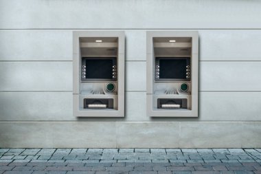 Modern sokak Atm makineleri, para ve diğer mali işlemler geri çekilmesi için