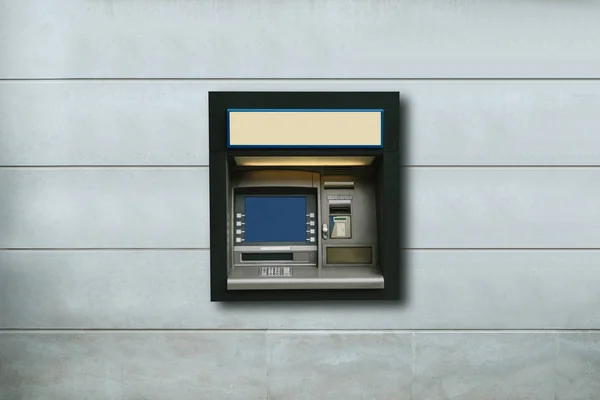 Modern street ATM machine for withdrawal of money and other financial transactions — Stock Photo, Image