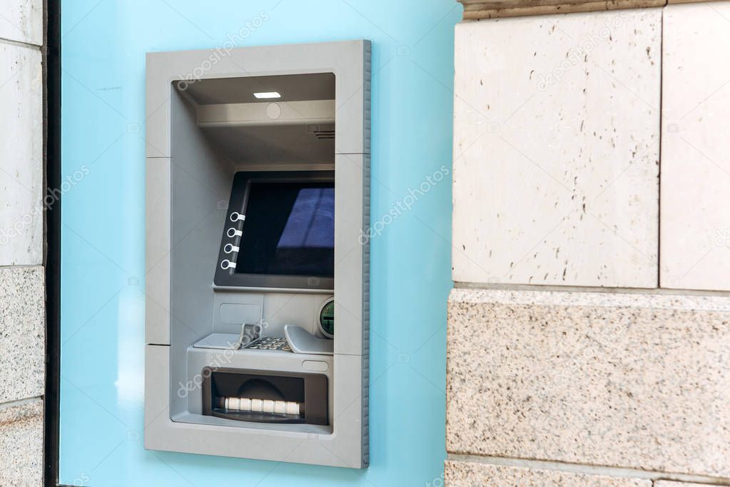 Modern street ATM machine for withdrawal of money and other financial transactions