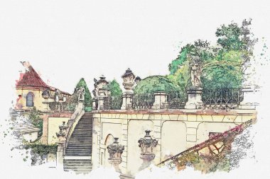 resimde. Prag'da geleneksel antik mimari.