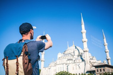 Turist Türkiye'de Istanbul'da Sultanahmet Camii Fotoğraf Arşivi.
