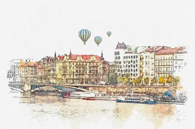 resimde. Prag'da geleneksel antik mimari.