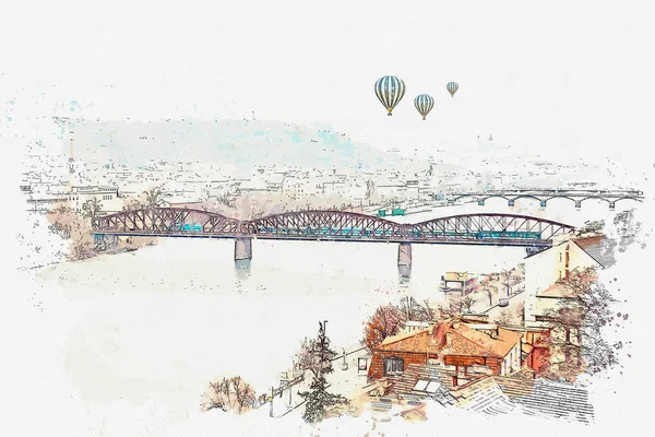 Ilustración de una hermosa vista de Praga . — Foto de Stock