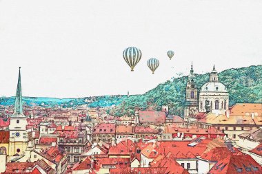 resimde. Prag'da geleneksel antik mimari.