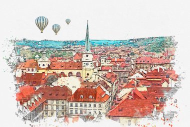 resimde. Prag'da geleneksel antik mimari.