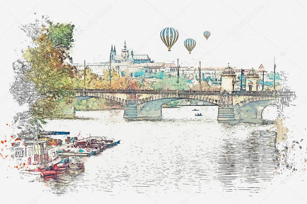 illustration of a beautiful view of Prague.