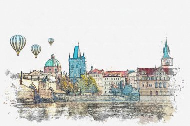 resimde. Prag'da geleneksel antik mimari.