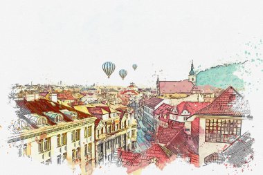 resimde. Prag'da geleneksel antik mimari.