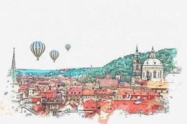 resimde. Prag'da geleneksel antik mimari.