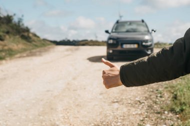 Otostop erkek turist Close-up.