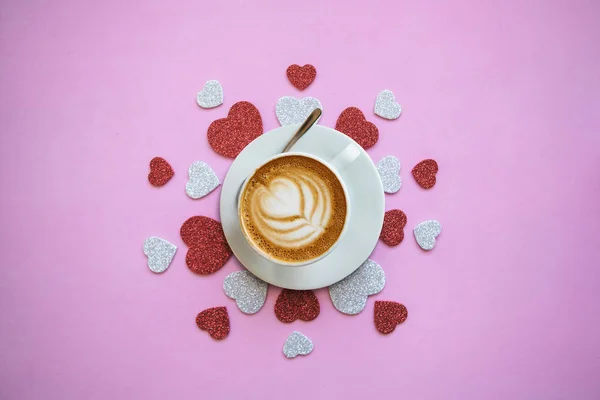 Fragrant delicious cappuccino on a festive background — Stock Photo, Image