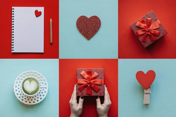 Creative idea various valentines day symbols — Stock Photo, Image