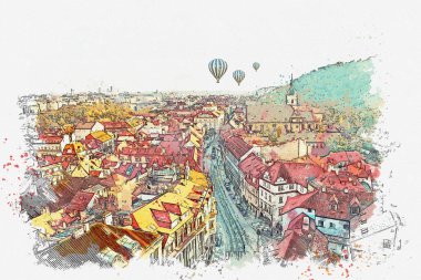 resimde. Prag'da geleneksel antik mimari.