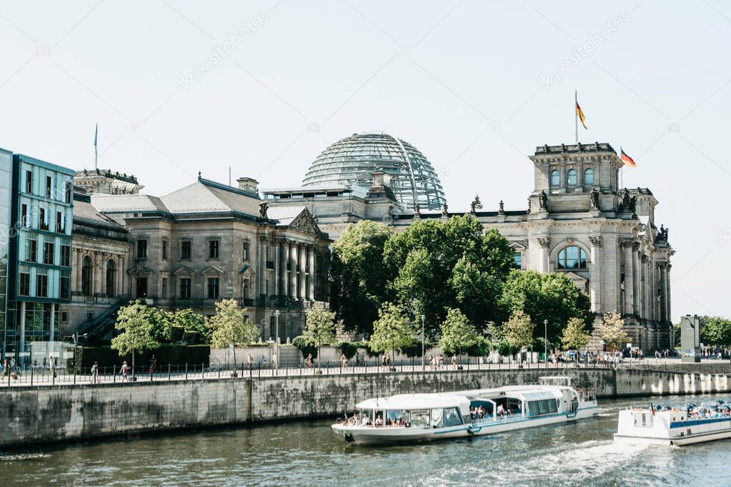Beautiful view of the Reichstag building in Berlin in Germany.
