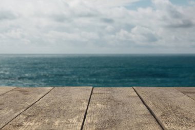 Ahşap tahta veya tablo veya yüzey veya kat deniz ya da okyanus arka planı.