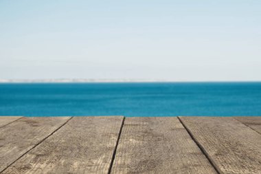 Ahşap tahta veya tablo veya yüzey veya kat deniz ya da okyanus arka planı.