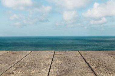 Ahşap tahta veya tablo veya yüzey veya kat deniz ya da okyanus arka planı.