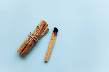 Palo Santo mavi bir arka plan üzerinde sopa.