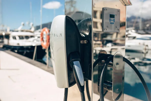 Modern Tesla electric filling station — Stock Photo, Image