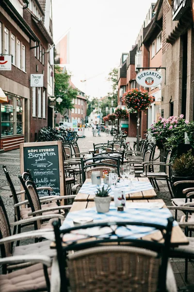 Street Cafe em Muenster, na Alemanha — Fotografia de Stock