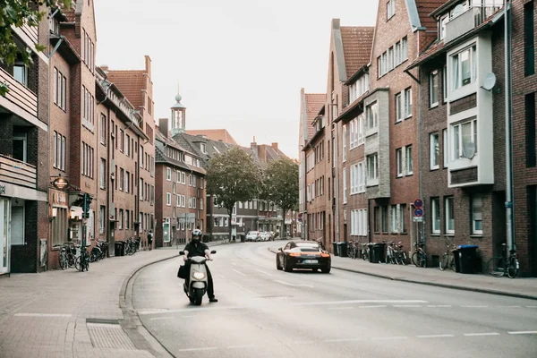 Veduta della strada cittadina di Muenster in Germania . — Foto Stock