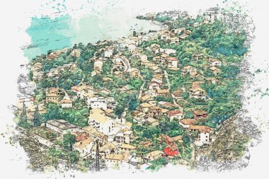 Karadağ 'da Kotor 'un havadan görünümü