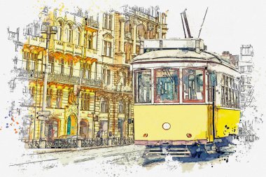 Lizbon geleneksel tramvay.