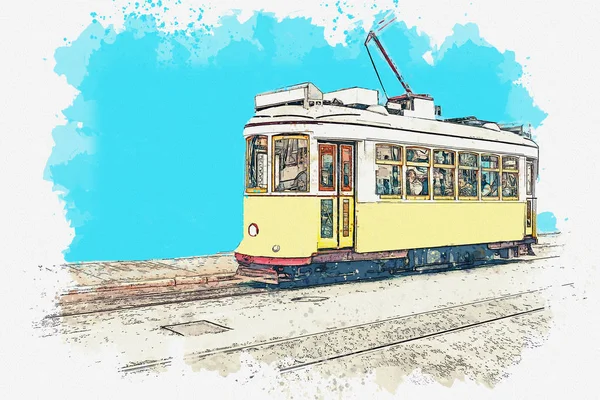Tradycyjnych tramwaj w Lizbonie. — Zdjęcie stockowe