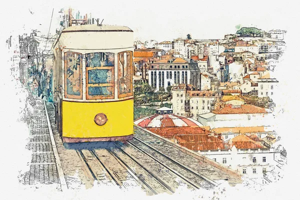 Eléctrico tradicional em Lisboa . — Fotografia de Stock