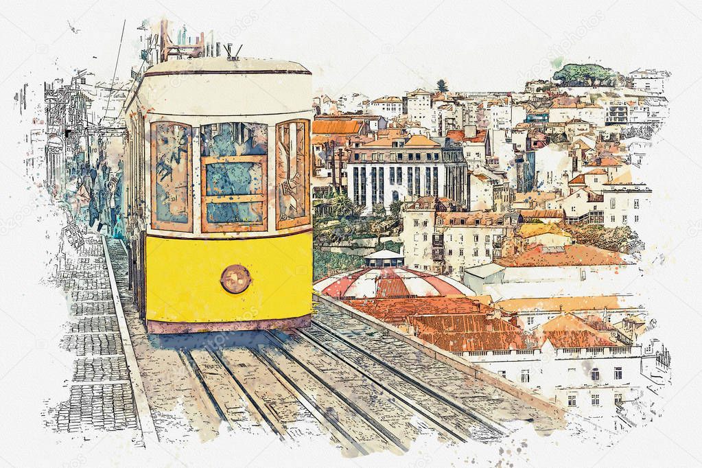 Traditional tram in Lisbon.