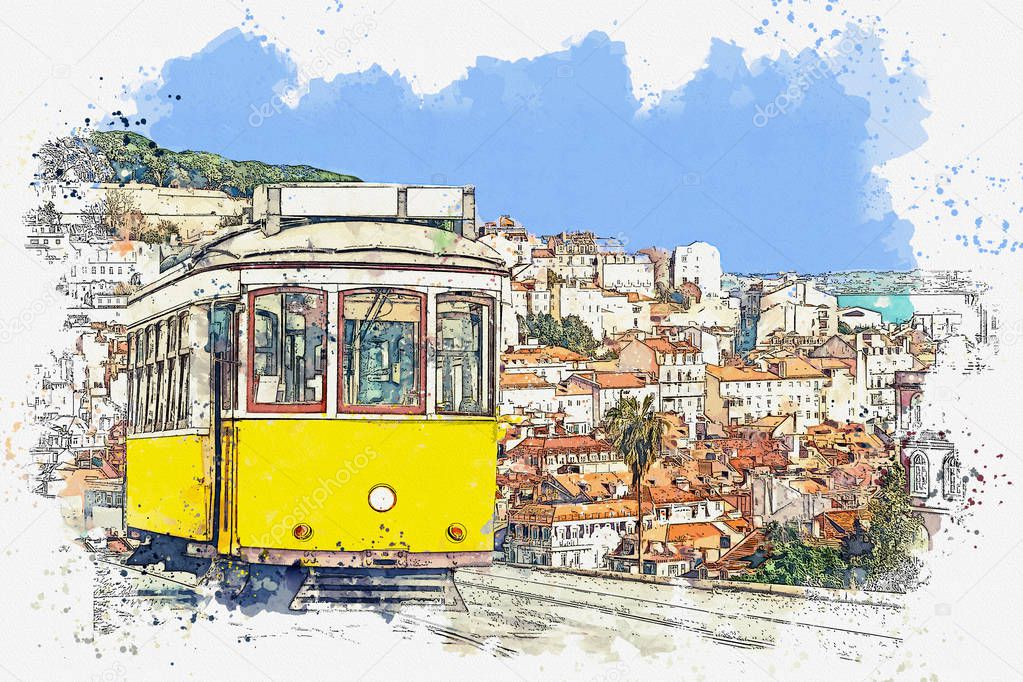 Traditional tram in Lisbon.