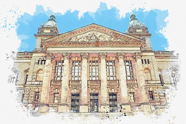 Illustratie van een gebouw in Leipzig — Stockfoto