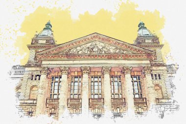 Leipzig'de bir binanın illüstrasyonu