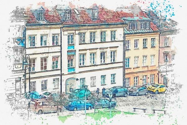 Иллюстрация европейских домов — стоковое фото