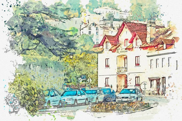 Иллюстрация европейских домов — стоковое фото