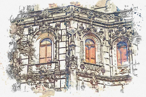 Illusztrációja egy régi kastély — Stock Fotó
