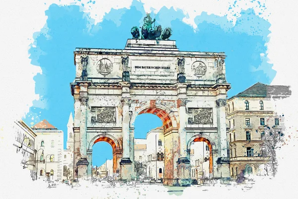 Brama Zwycięstwa Triumfalny łuk. Monachium — Zdjęcie stockowe