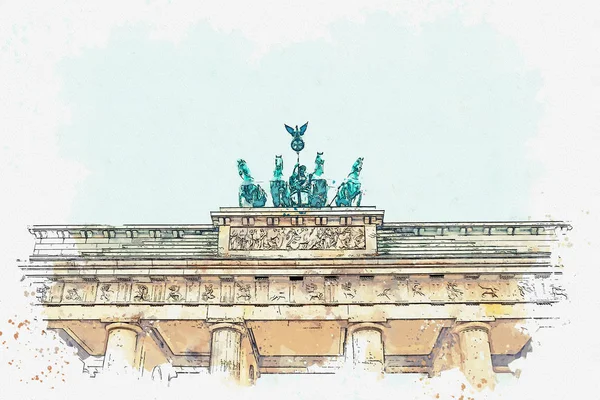 Ilustracja Bramy Brandenburskiej — Zdjęcie stockowe