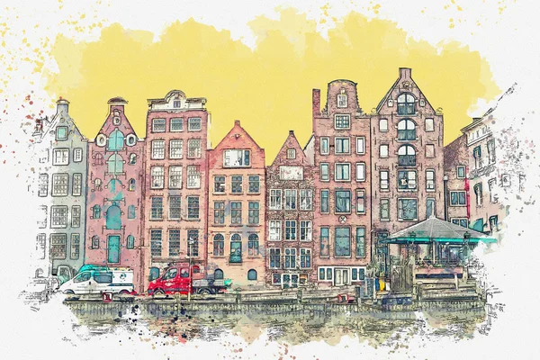 Традиционная архитектура Амстердама — стоковое фото
