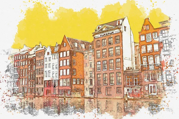 Tradycyjne architektury w Amsterdamie — Zdjęcie stockowe