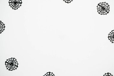 Beyaz arkaplanda örümcek ağı.