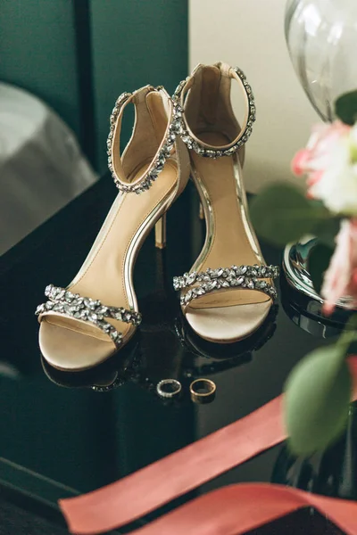 Wedding shoes and wedding rings