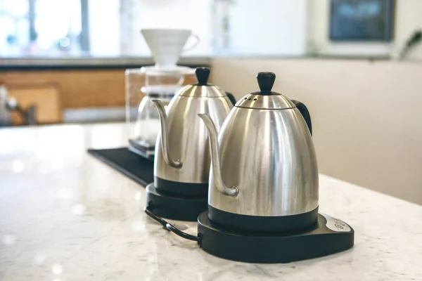 Kettles for brewing pour-over coffee — Stock Photo, Image