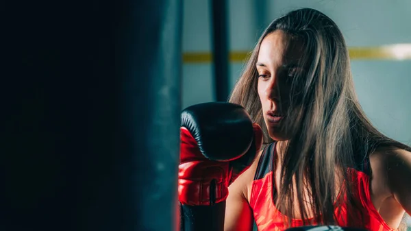 Portrait Woman Boxing Training — Stock Photo, Image