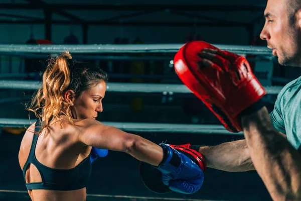 Woman Boxing Training Personal Trainer — Stock Photo, Image