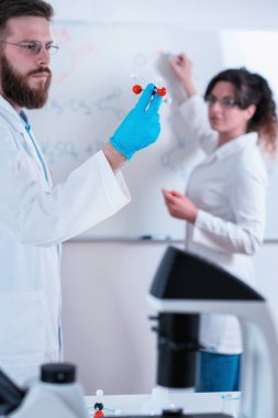 Laboratuvarda çalışan araştırmacılar yakın çekim