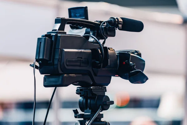 Gravação Câmera Vídeo Digital Profissional Evento Mídia Conceito Transmissão Vivo — Fotografia de Stock